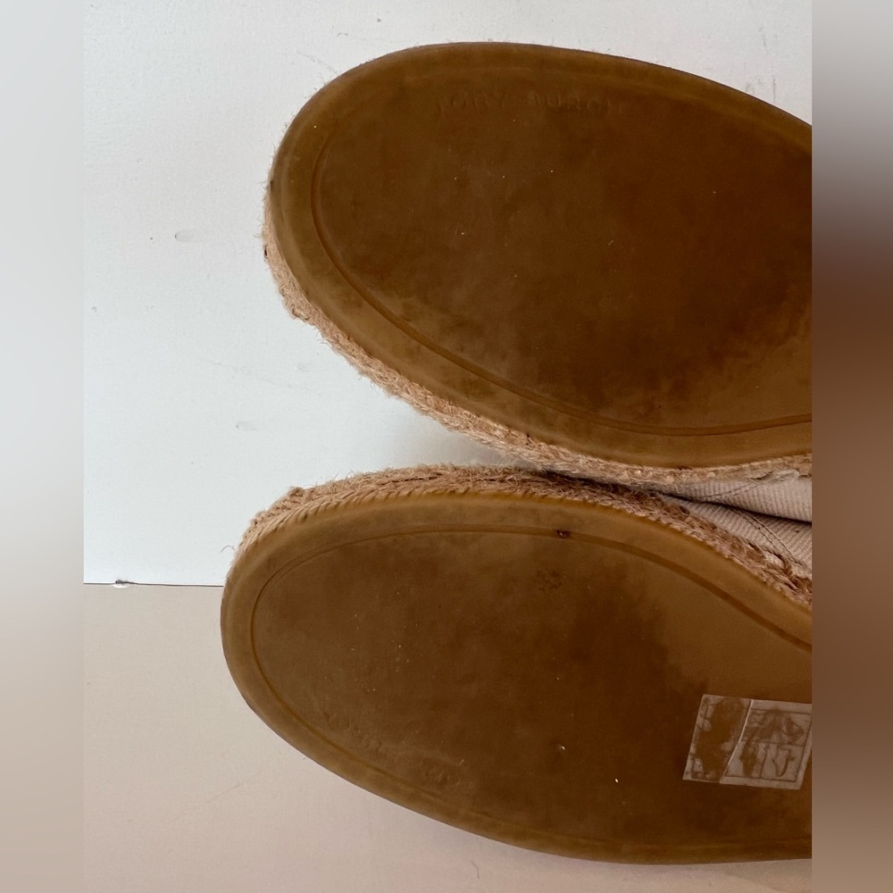 Tory Burch Everly Cotton Canvas Espadrille in Cream Off White Brie/Amber, size 6 - Picture 10 of 12